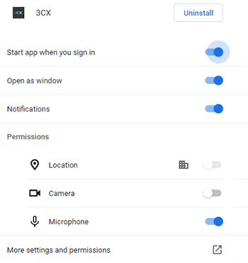 谷歌chrome浏览器中开启3cx的pwa自启动设置