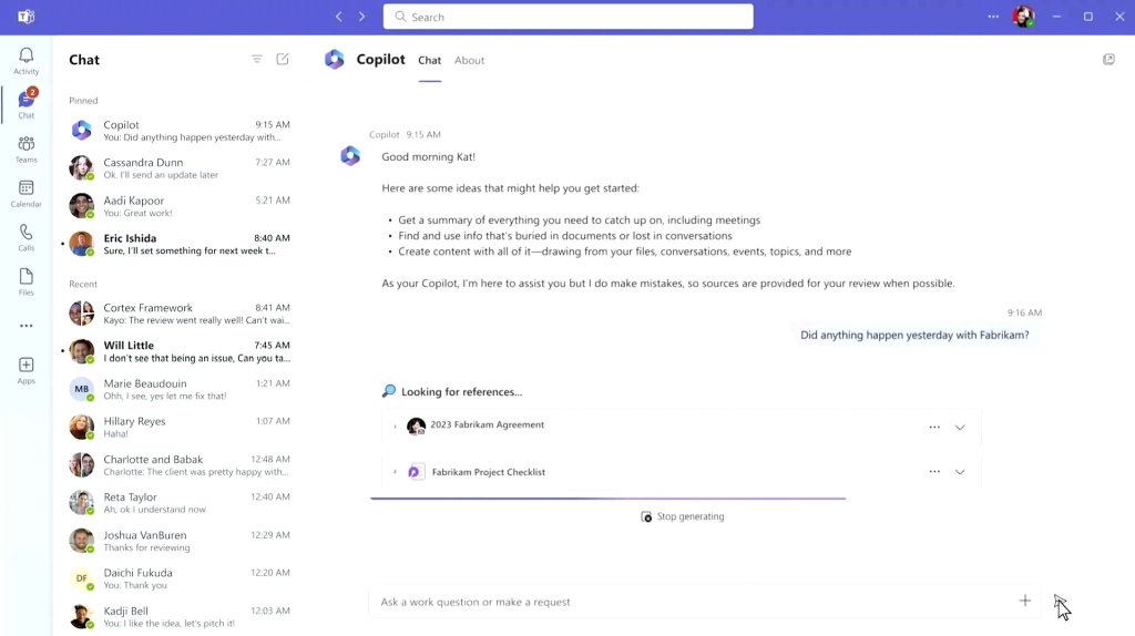 微软ai助手copilot应用于business chat
